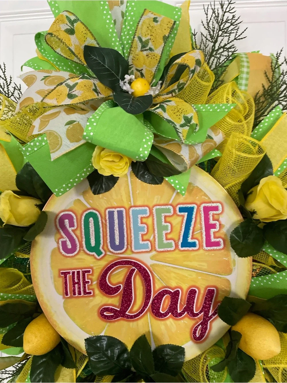 Squeeze the Day Lemon Door Wreath - Green & Yellow